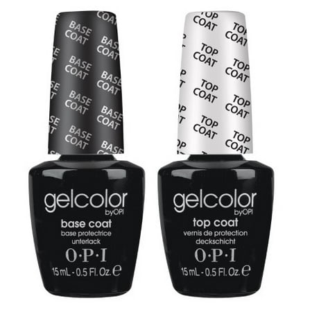 OPI GelColor Gel Lacquer, Base Coat + Top Coat Set, 0.5 Fl Oz (Best Led Gel Base And Top Coat)
