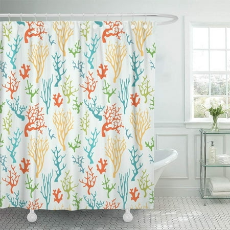 Reef Life Bath KSADK Reef Colorful Coral Ocean Sea Tropical Abstract Graphic Life Marine Shower Curtain Bath Curtain 66x72 inch ()