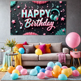 thumbnail image 6 of Music Notes Happy Birthday Banner Glitter Design Headphones Celebration for Birthday Party Musical Event Indoor Decor, 6 of 7