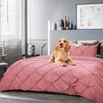 thumbnail image 2 of PiccoCasa King Duvet Cover Set 3Pcs Embroidery Checkered Bedding Set Pink, 2 of 6
