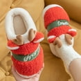 thumbnail image 5 of Rotm Christmas House Slippers Christmas Slippers For Women Men Soft Plush Cozy House Bedroom Warm Reindeer Cute Holiday Slippers Indoor Outdoor Red,5.5, 5 of 5