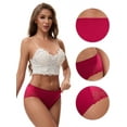 thumbnail image 3 of Unique Bargains Women's Lace Mid-Waisted Full Coverage Briefs M Wine Red, 3 of 6