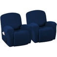 thumbnail image 1 of Super Stretch Couch Covers Recliner Covers Recliner Chair Covers Form Fitted Standard / Oversized Power Lift Reclining Slipcovers, Feature Soft Thick Jacquard, Navy, 2 Pack, 1 of 7