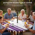 thumbnail image 2 of Round Outdoor Tablecloth with Umbrella Hole and Zipper, Purple Striped Fitted Table Cover with Elastic Edge for 36-44 Inch, Farmhouse Simple Line Vertical Stripes Waterproof Patio Tablecoths, 2 of 9
