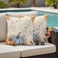 thumbnail image 4 of Thanksgiving Pumpkin Outdoor Waterproof Pillow Covers, Fall Leaves Autumn Flower Rustic Decorative Square Throw Pillowcase Sofa Cushion Sham for Patio/Couch/Chair, 16"x16" 2 Pack, 4 of 8