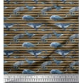 thumbnail image 1 of Soimoi Poly Georgette Fabric Stripes & Whale Fish Ocean Printed Fabric 1 Yard 52 Inch Wide, 1 of 5