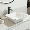 thumbnail image 3 of Sinber 16" x 16" x 4.92" White Square Ceramic Countertop Bathroom Vanity Vessel Sink BVS1616A-OK, 3 of 11