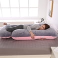 thumbnail image 6 of TOPCHANCES Pregnancy Pillow, J Shaped Full Body Soft Maternity Pillow with Removable Velvet Cover, 27*57inch, Pink/Gray, 6 of 12