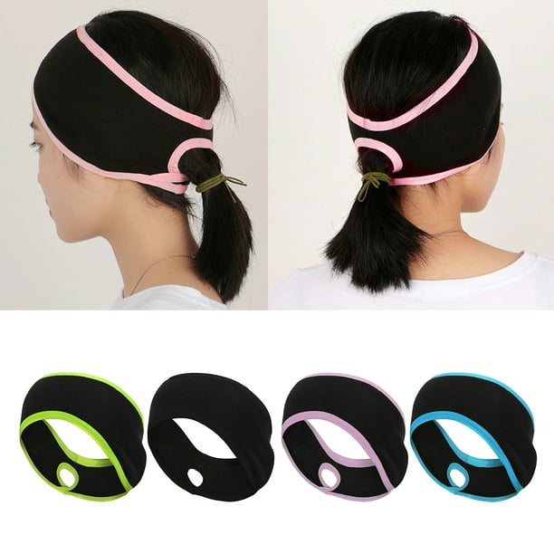 Women's Ponytail Headband Fleece Winter Running Headband home and gym  Sports Hairband Fitness Exercise Workout , Black, Size 