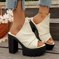 thumbnail image 2 of Pandaie Platform Chunky High Heels for Women 4.53 Inch Open Toe Backless Pumps Wedding Party Prom Dress Sandals Shoes Size 6-10, 2 of 8