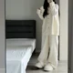 thumbnail image 3 of Korean Sleepwear Women Pajama Sets Solid Color Piiama Ruffles Pants Sets for Women 2 Pieces Autumn Night Wears Button Home Suit, 3 of 4