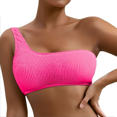 Sunflower Two Piece Outfit Women plus Size Swim Suit Women s One Shoulder Bikini Swimsuit Top Ribbed Padded Bathing Suit Bandeau Top