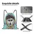 thumbnail image 3 of Kdxio Husky With Dreamcatcher Print Drawstring Backpack Bag,Waterproof Draw String Back Sack, Gym Drawstring Bags Swim Bag For Unisex, 3 of 5