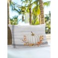 thumbnail image 6 of Outdoor Pillows Waterproof, White Pumpkin Fall Bedding Throw Pillows with Insert for Couch Sofa Bed, Thanksgiving Wooden Botanical Grey Striped 12x20 Inch Pillowcases Decorative Patio Pillow Set of 1, 6 of 8