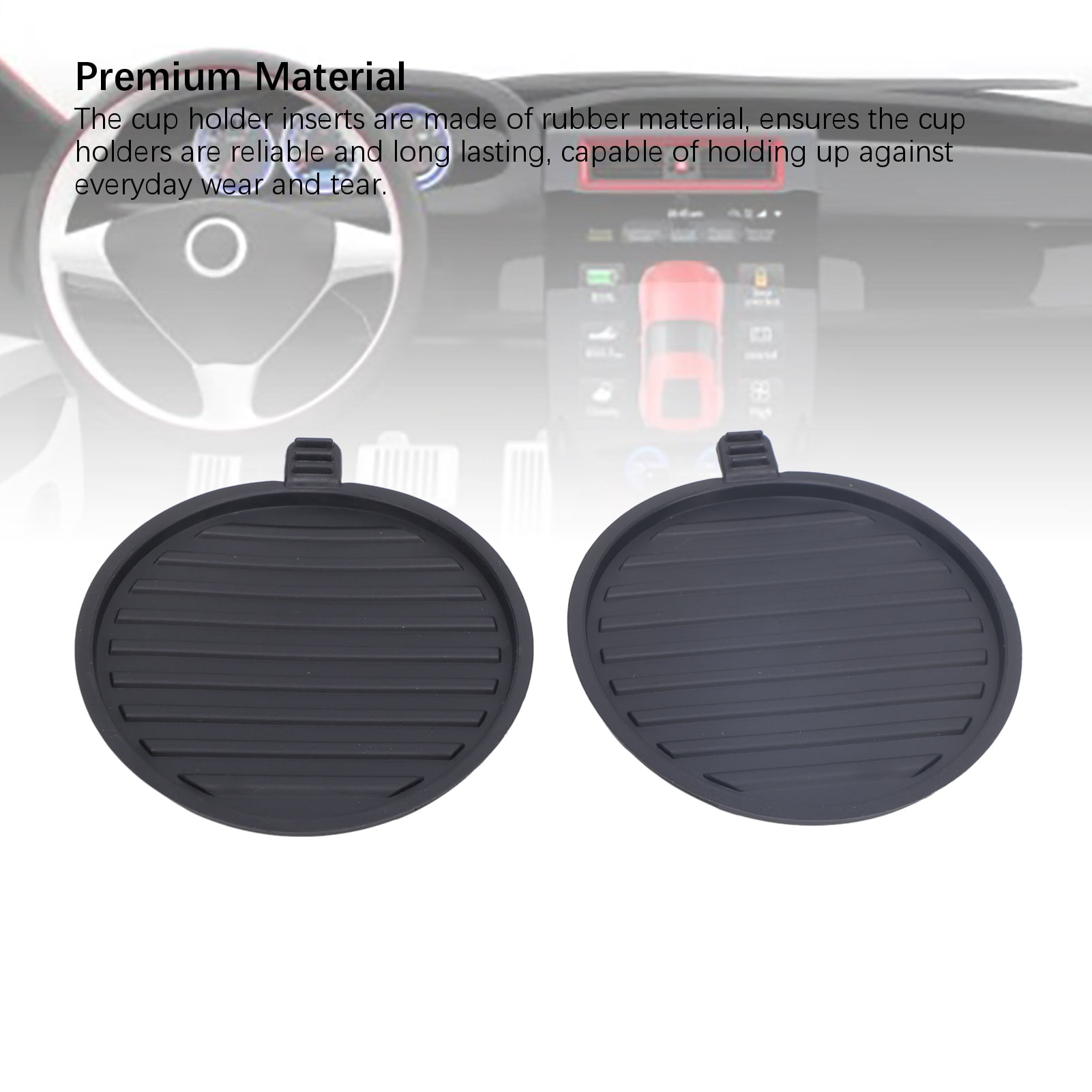 NFTIGB 2 Pcs Front Console Cup Holder Insert JL3Z 1513562 AA Replacement Cup Holder Pad for Ford F150 2017-2021 & Expedition 2018-2021, Automotive Interior Accessories (4.33 inches / 11 cm)