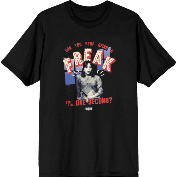 Beetlejuice Beetlejuice Can You Stop Being A Freak Men's Black Crew Neck Short Sleeve Tee-Medium