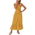 thumbnail image 4 of Txlixc - Vestido midi de verano para mujer, informal, con tirantes finos, sin mangas, de talle alto, fluido, línea A, largo Txlixc Estilo de ocio, 4 of 6