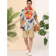 thumbnail image 3 of Lars Amadeus Camisas abotonadas de manga corta con bloques de colores geométricos irregulares para hombre Amarillo blanco 3XL Unique Bargains Camisas, 3 of 6