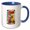 Blue/White, variant on 3drose, Nice Letter E. Grunge Metal Monogram, Industrial Style Color Gift, 11oz Two-tone Black Mug