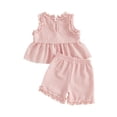 thumbnail image 6 of Leey-World Toddler Baby Girl Summer Clothes Outfit Funny Letter T Shirt Top Short Set Infant Girl Clothes 6 12 18 months 2T 3T Shorts Set(Pink,2-3 Years), 6 of 7