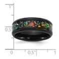 thumbnail image 2 of Titanium Polished Black Ip Plated Multi-color Opal Inlay 8mm Band Size 10.5 Ring for Women and Men, 2 of 2