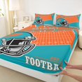 thumbnail image 3 of jejeloiu Sports Theme Bed Sheets,American Rugby King Sheets,Miami Sheet Set For Kids Boys,Microfiber Bedroom Decorative,4-Piece, 3 of 6