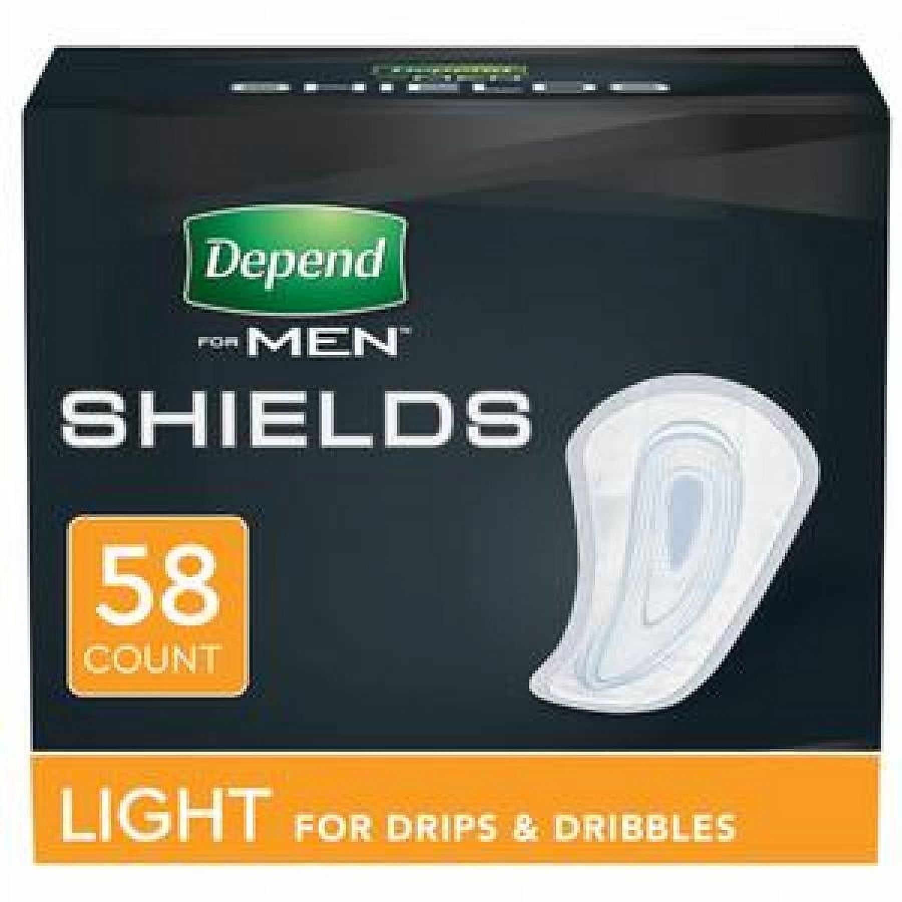 Depend for Men Shields, Light Absorbency, One Size Fits Most, 58 Count