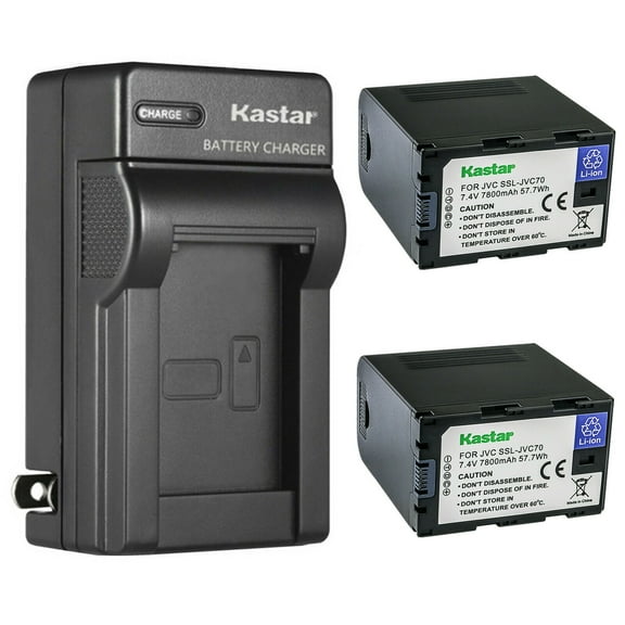 Kastar 2-Pack Battery and AC Wall Charger Replacement for JVC GY-HM600, GY-HM600E, GY-HM600EC, GY-HM620U, GY-HM650, GY-HM650U, GY-HM650SC, GY-HM660U, GY-HM660SC Cameras and DT-X Monitors