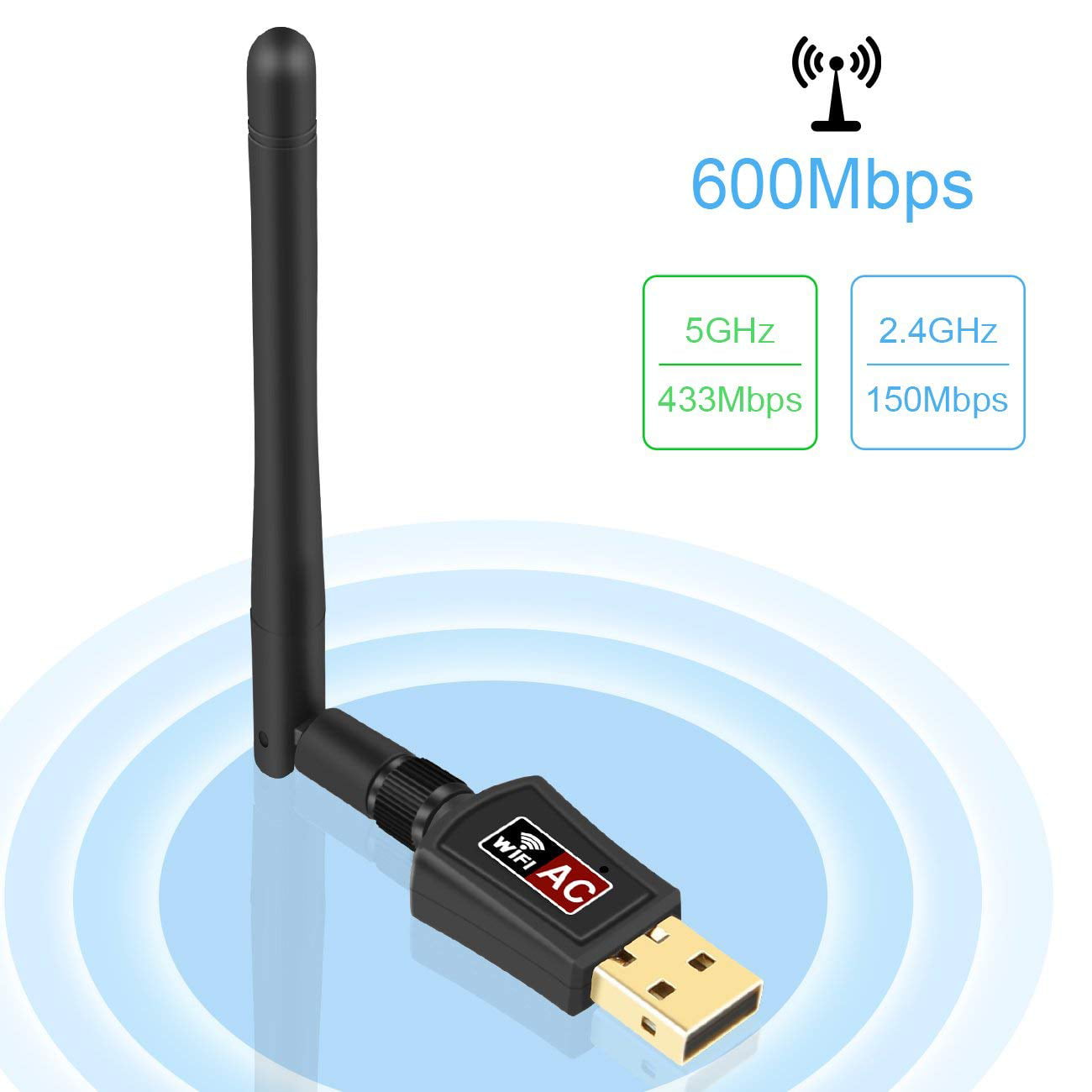 Wifi Adapter 600mbps Wireless Usb Adapter 5g 2 4g Dual Band Antennas