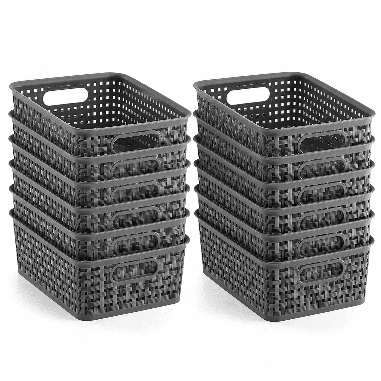 Plastic Storage Baskets - Small Pantry Organization and Storage Bins - Household Organizers for Laundry Room Bathrooms Bedrooms Kitchens Cabinets Countertops Under Sink or On Shelve