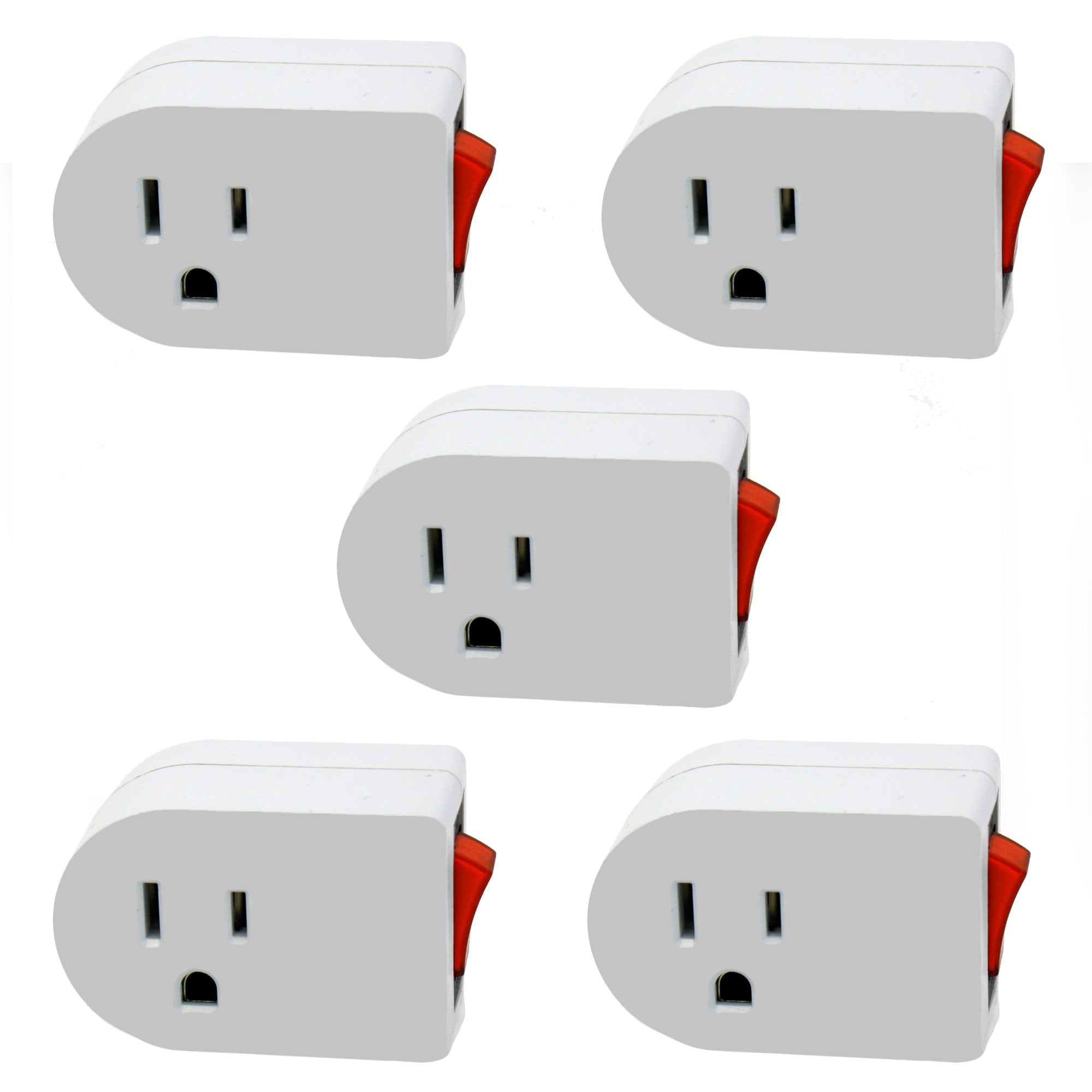 3 Prong Grounded Single Port Power Adapter with Red Indicator On/Off Switch 