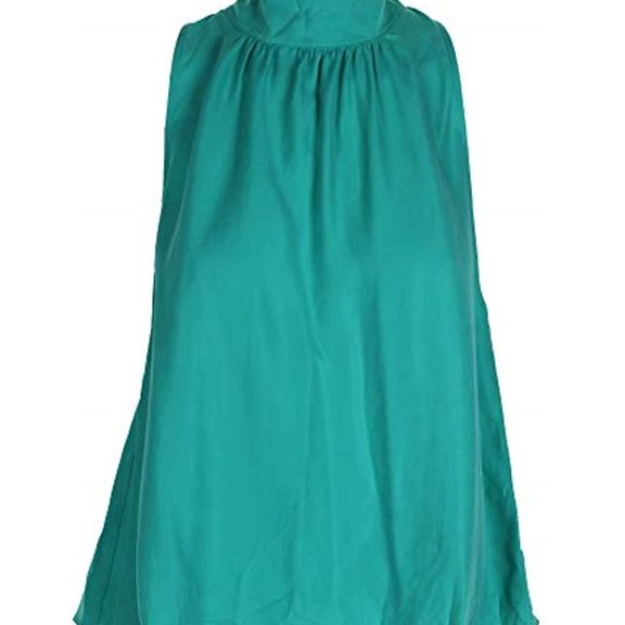 Free People Womens Palm Breeze Mock-Neck Sleeveless Blouse Top, Green, X-Small