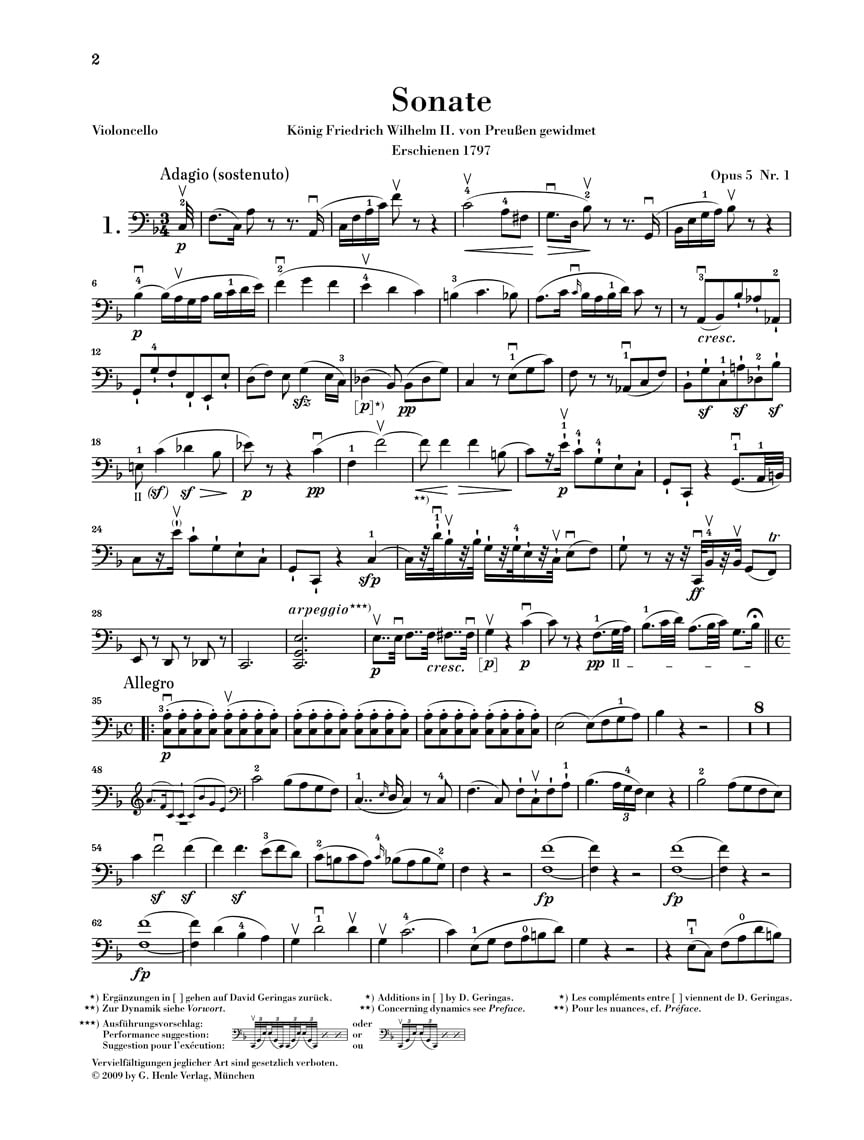 G. Henle Verlag Sonatas for Piano And Violoncello By Beethoven