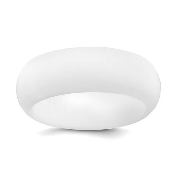 Silicone White 8mm Domed Band Size 8 Ring for Women and Men - 1.5 Grams