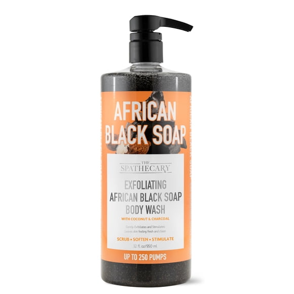 The Spathecary African Black Soap exfoliante corporal con coco y carbón exfoliante suaviza y estimula 32 oz
