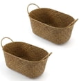 thumbnail image 2 of cestas de almacenamiento tejidas, contenedor de alimentos de paja, organizador de maquillaje, estuche de ratán para fruta del pan (S, 24 x 15 x 9 cm y M, 27 x 17 x 11 cm), 2 of 3