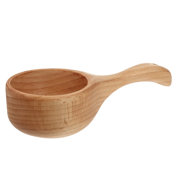 LIOOBO Half Cup Scoop for Bath Kitchen Wooden Spoon Good Drying Scoop 16x8cm