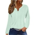 thumbnail image 2 of Women's Loose Fit Long Sleeve Crewneck T-Shirt Top Blouse Solid Color Plain Soft Casual Daily Wear Work Office Vacation Fashion Essential Gift for Women | CSEONE,Mint Green XL, 2 of 7