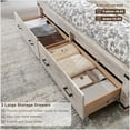 thumbnail image 5 of OKD Farmhouse King Size Bed Frame w/ 54" Tall Geometric Headboard, Rustic Wood Platform Bed w/ 2 Large Storage Drawers, Wood Slats Support, Noise Free, No Box Spring Needed, Antique Brush White, 5 of 7