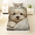 thumbnail image 3 of Homewish Cream Maltese Puppy Twin Sheets,Cartoon Pet Dog Bedding,White,3 Pieces,1 Fitted Sheet and 1 Pillowcase, 3 of 6