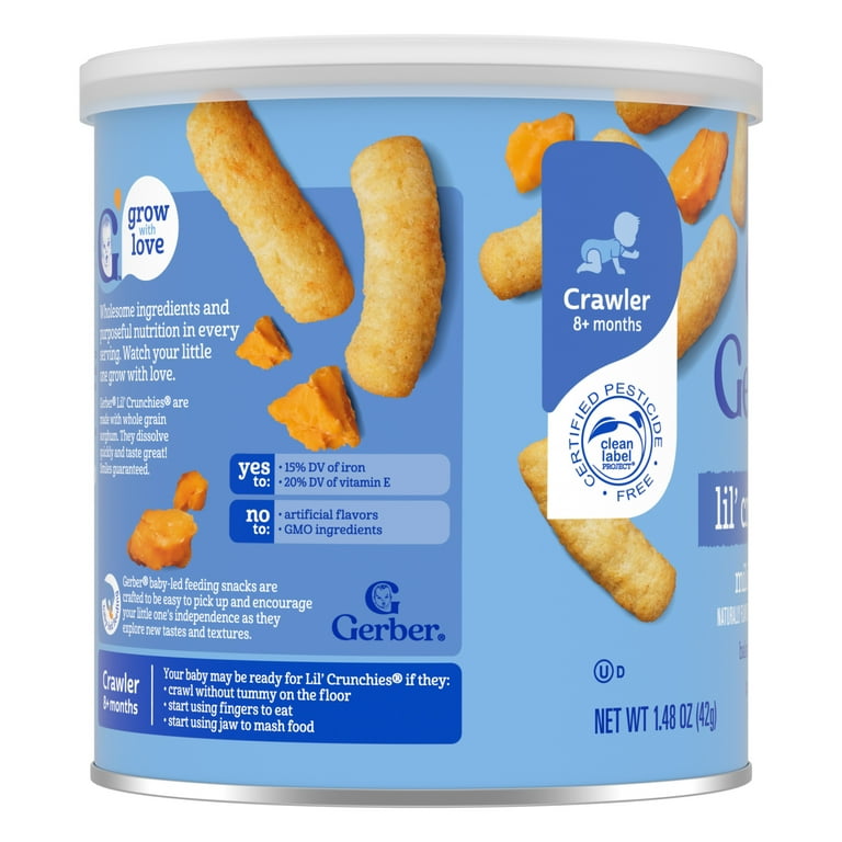 Gerber Stage Baby Food Snacks, Mild Cheddar Lil' Crunchies, Baby