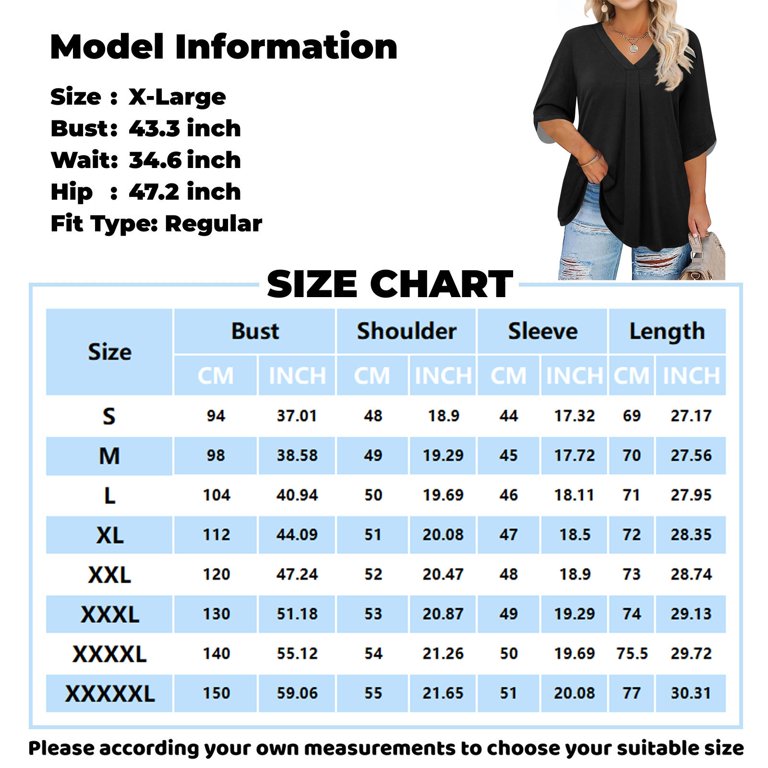 Abcomgle Women Plus Size Tops Sexy Summer V Neck T Shirts Polka Dot Graphic Tees 3/4 Sleeve Tunic Tops Pleat Hem Casual Womens Clothing S,Light Blue - Walmart.com Abcomgle Women Plus Size Tops Sexy Summer V Neck T Shirts Polka Dot Graphic Tees 3/4 Sleeve Tunic Tops Pleat Hem Casual Womens Clothing S,Light Blue - Walmart.com