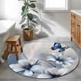 thumbnail image 3 of Round Rugs 4Ft, Elegant Floral Round Area Rug Washable Indoor Throw Carpet, Modern Rustic Blue Butterfly Flowers Soft Non Slip Circle Rug for Kitchen Nursery Room Home Decor Aesthetic, 3 of 8