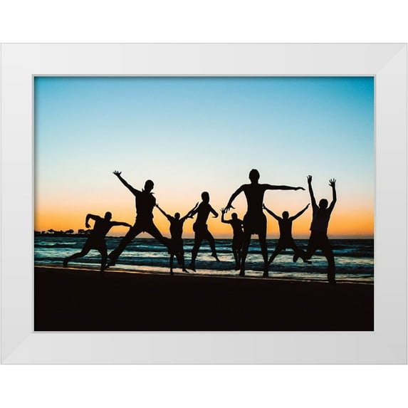 Kazzaz, Mohamed 14x12 White Modern Wood Framed Museum Art Print Titled - Jumping