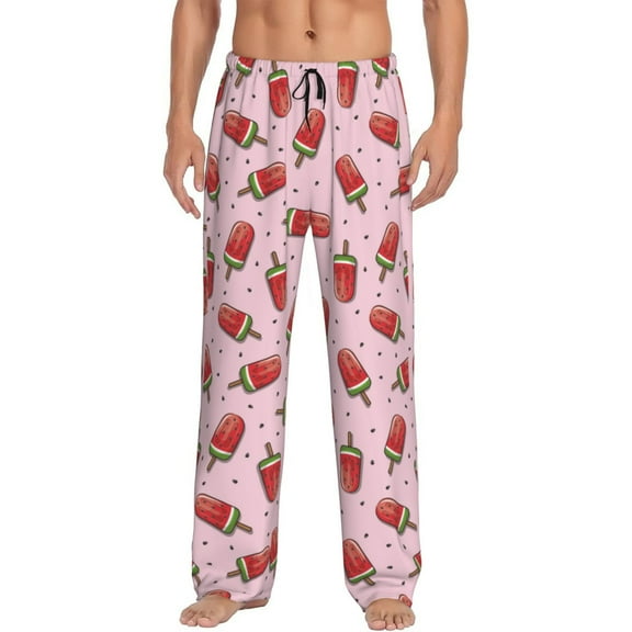 Vsdgher Watermelon Ice Cream Print Mens Pajama Pants Sleep & Lounge Pants, PJ Bottoms With elastic waistb and Pockets