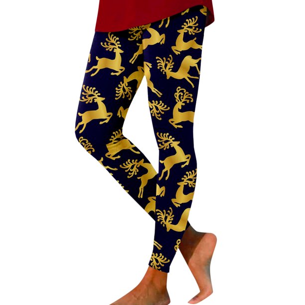 Gibobby Pantalones de yoga Leggings deportivos estampados navideños de moda informal para mujer Leggings de yoga informales(Dolado,G)