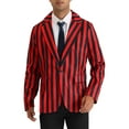 thumbnail image 4 of Lars Amadeus Stripes Blazers for Men's Slim Fit Single Breasted Business Sport Coats, 4 of 5