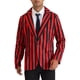 thumbnail image 4 of INSPIRAR CHIC Traje de Hombre a Rayas de Un Solo Botón Ajustado Casual Blazer Vertical Rayas S Rojo Negro, 4 of 6