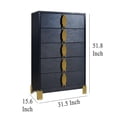 thumbnail image 5 of Theo Tall Dresser Chest, 5 Drawers, Vertical Gold Handles, Black Wood, 5 of 5
