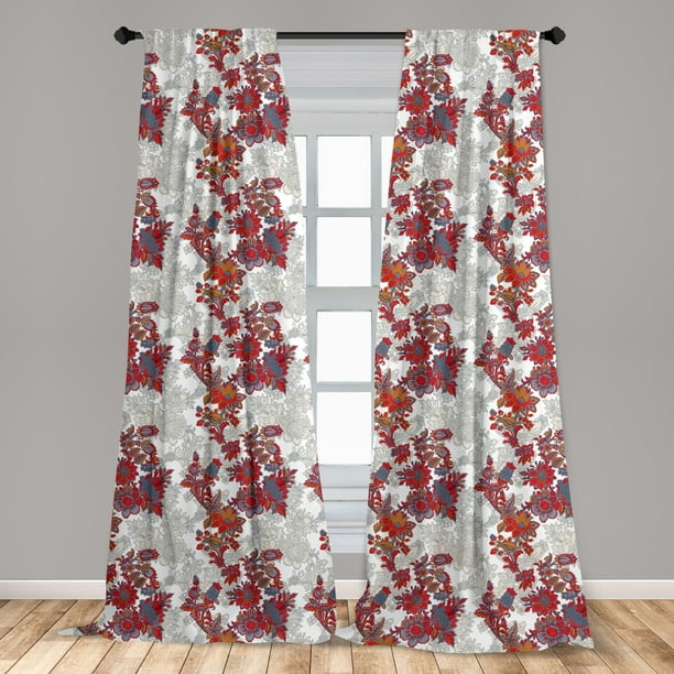 floral curtains 2 panels set romantic boho style narcissus magic magnolia rose vibrant pattern print window drapes for living room bedroom red black grey by ambesonne walmart com really nice shower